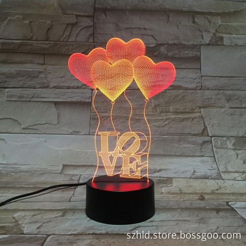 Love Balloons night light base Optical Illusion 3D LED Night Light Decoration Night Lamp